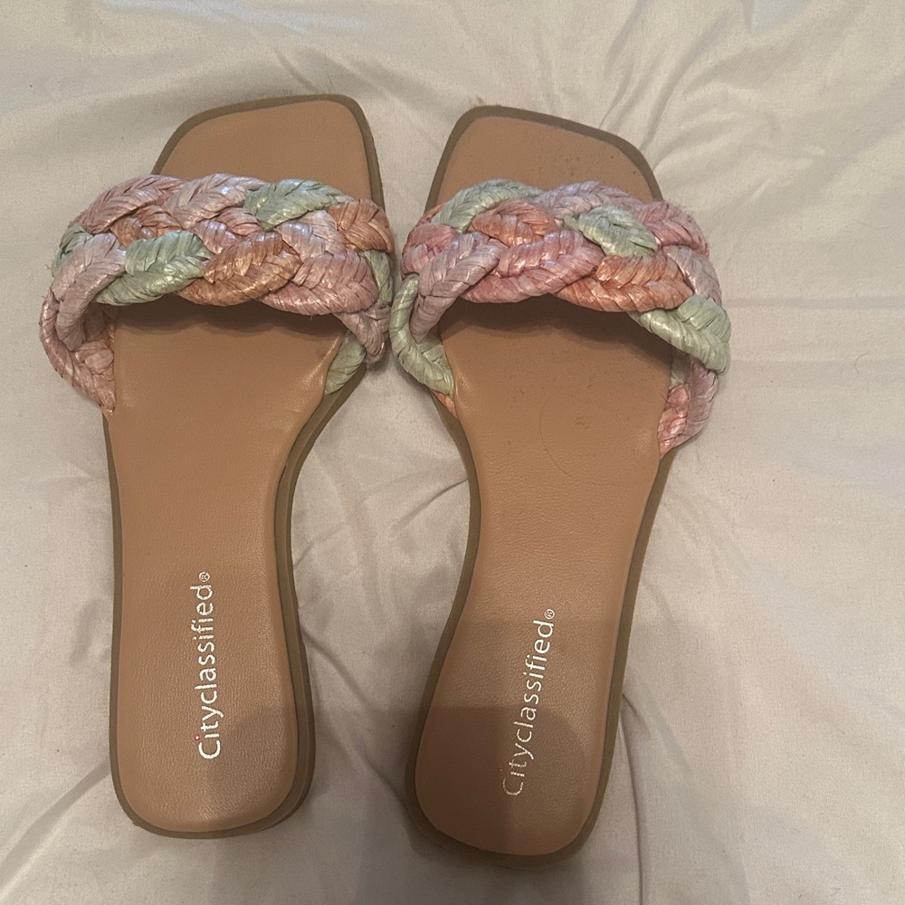 Cityclassified Women's Braided Slide Sandals - Pastel Mix